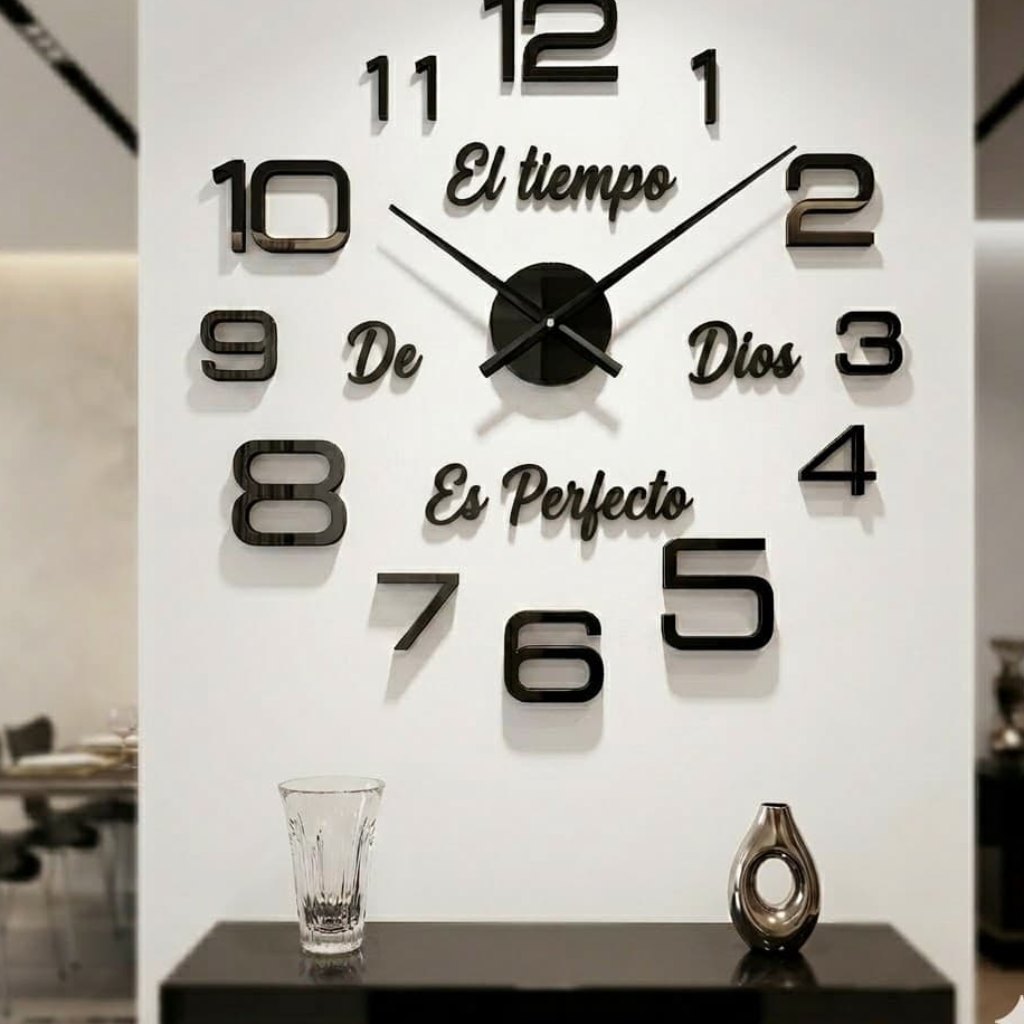 Reloj de pared 1809 negro con frase El tiempo de Dios es perfecto