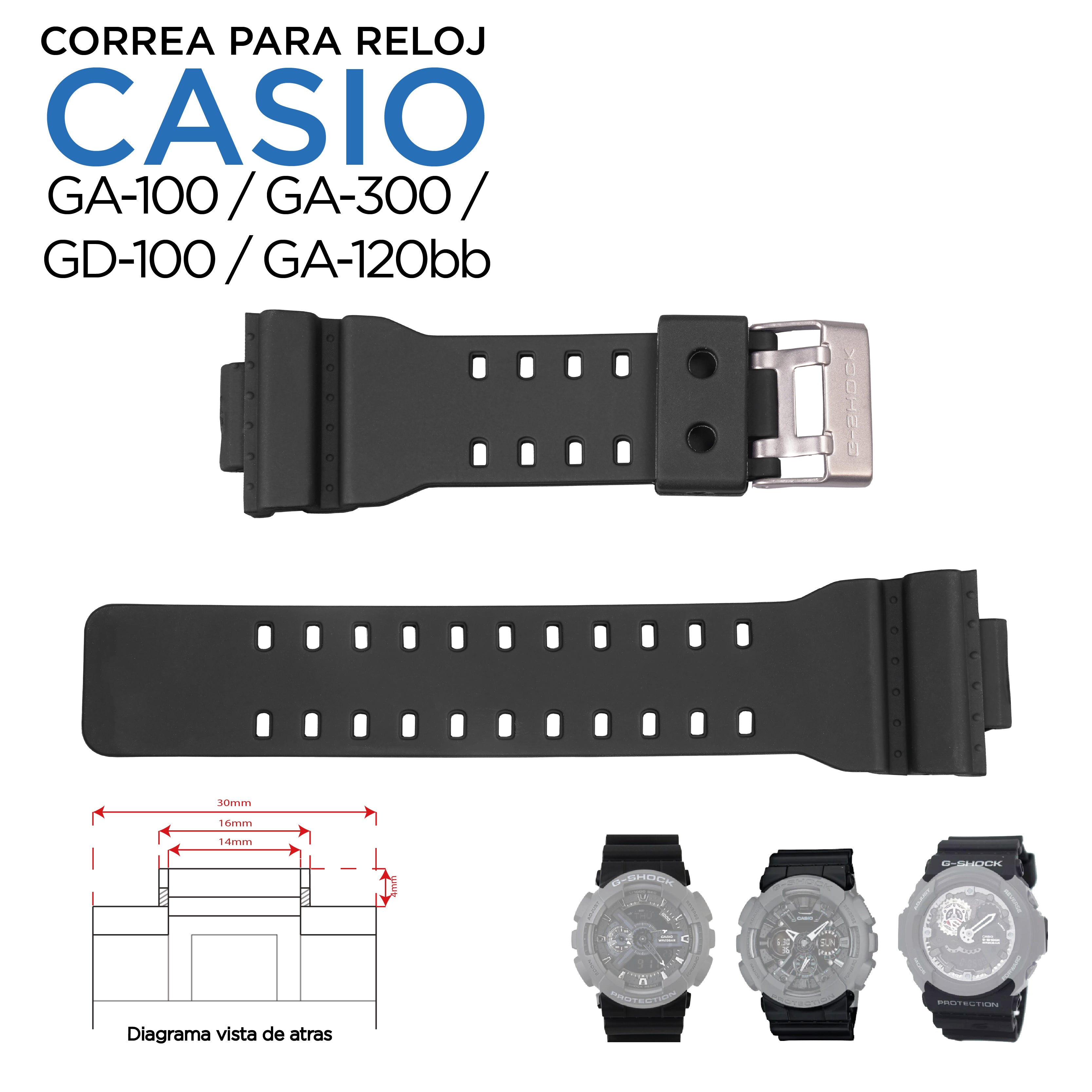 Pulso Correa reloj Casio G Shock GA 100 GA 120 GA 120bb 0685239798012