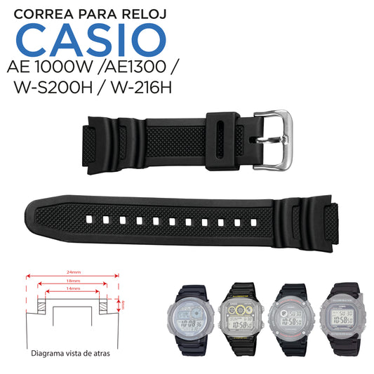 Pulso Correa reloj Casio AE-1000W / AE-1300 / W-S200H / W-216H