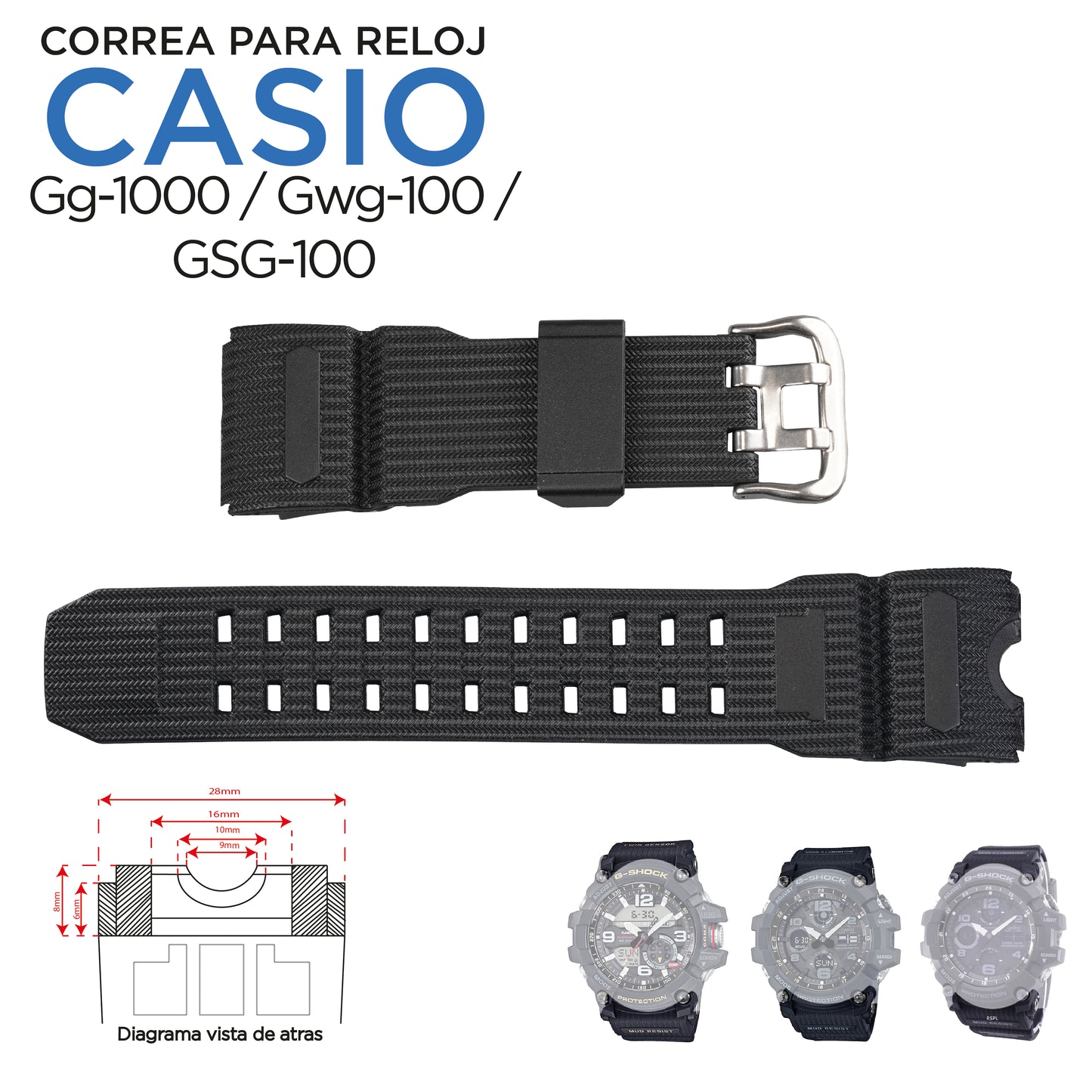 Pulso correa reloj Casio G-shock Gg-1000 / Gwg-100 / GSG-100