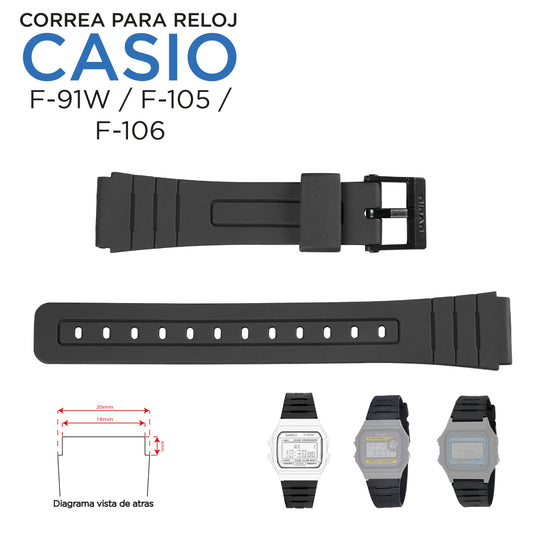 Pulso Correa reloj Casio F-91w / F-105 / F-106 (71604002)